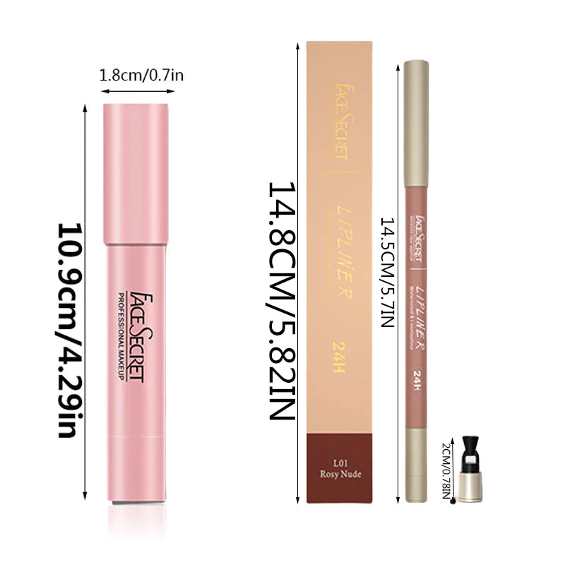 Matte Lipliner&Lipstick Set,Waterproof, Long Lasting Lip Makeup, Soft Matte Color Rendering,Women's Makeup Cosmetics