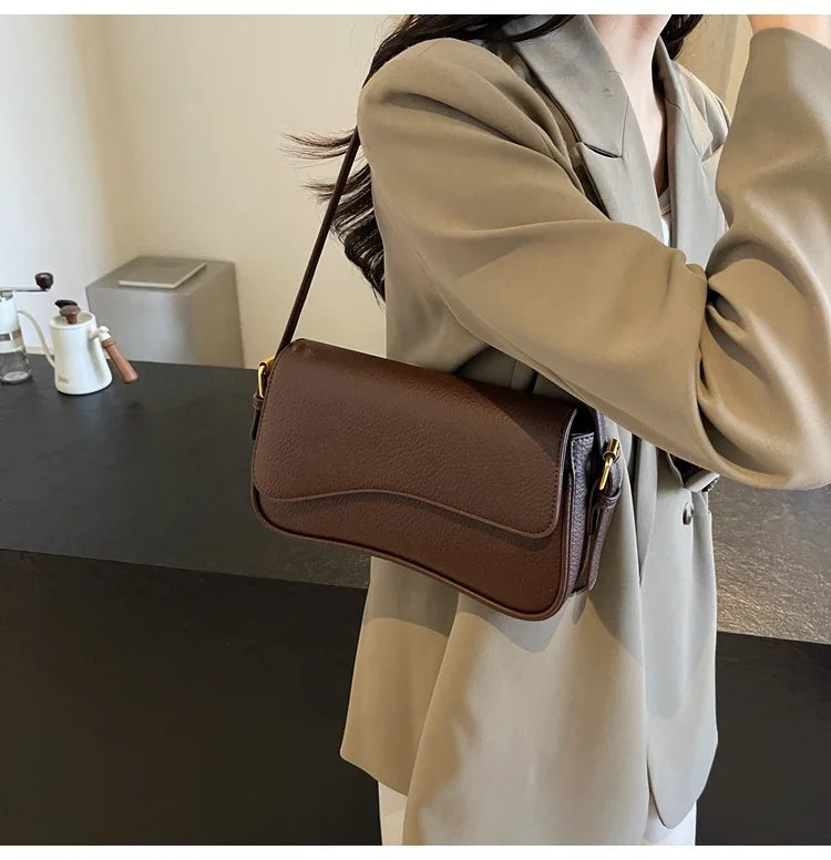 Bag Women 2025 Fashion Texture Lychee Pattern Small Square Bag Simple Commuter Versatile Single Shoulder Crossbody Bag