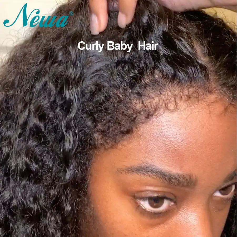 Curly Baby Hair Wig 13x6 HD Transparent Lace Front Wig Natural Hairline Lace Frontal Human Hair Wig Pre Plucked Glueless Wigs