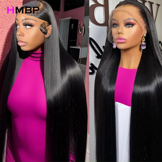 30 40Inch Bone Straight Glueless Wig  Human Hair Ready To Wear 180 Density Brazilian Preplucked 13x4/13x6 HD Lace Front Wig HMBP