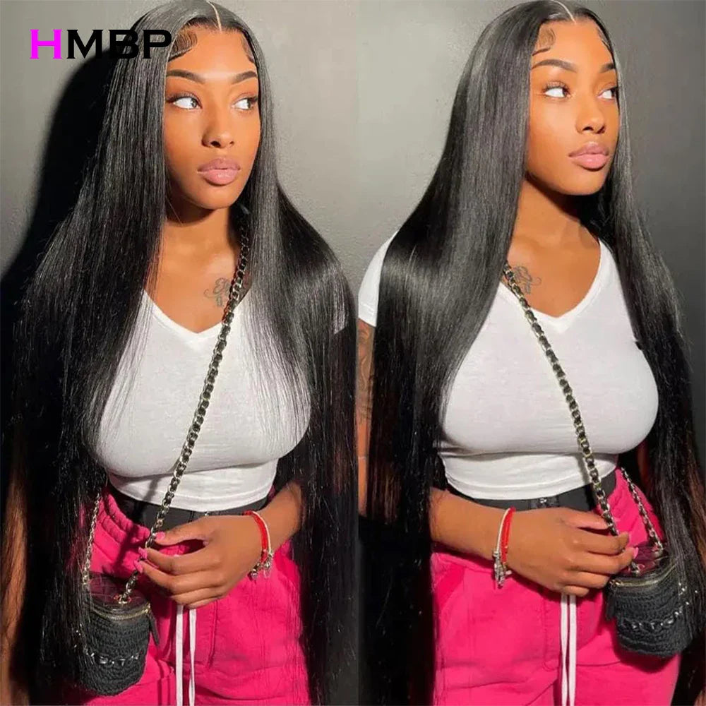 30 40Inch Bone Straight Glueless Wig  Human Hair Ready To Wear 180 Density Brazilian Preplucked 13x4/13x6 HD Lace Front Wig HMBP