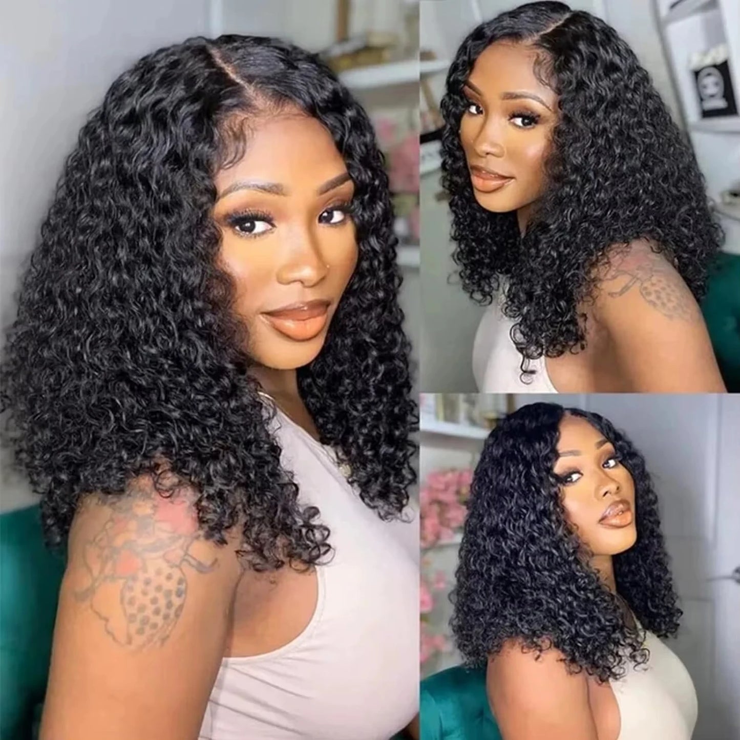Deep Wave HD Bob Wig Human Hair Frontal Wig Brazilian 200% 13x4 Short Bob Curly Lace Front Wigs 13x4 Wig For Women