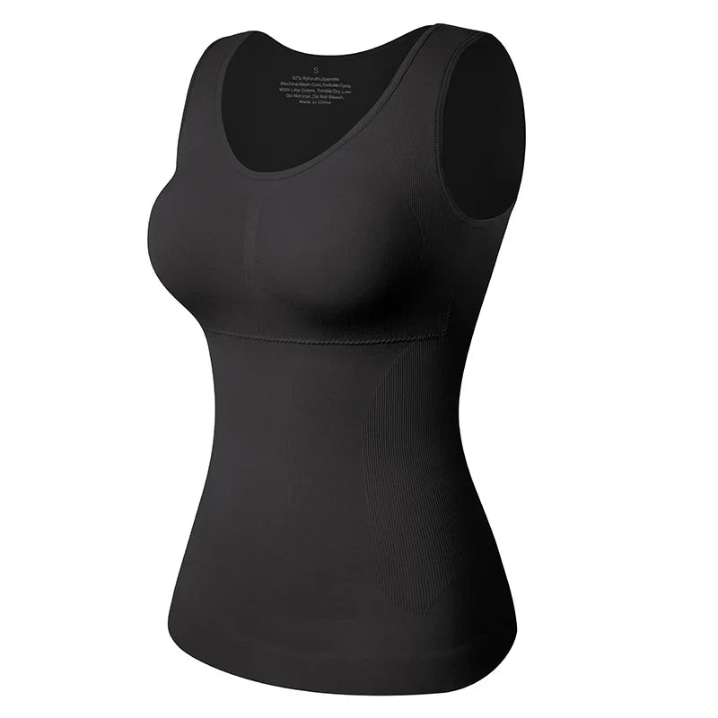 Tank Tops for Women with Built in Bra Shelf Bra Casual Wide Strap Basic Camisole Sleeveless Top Shaper with Removable Bra