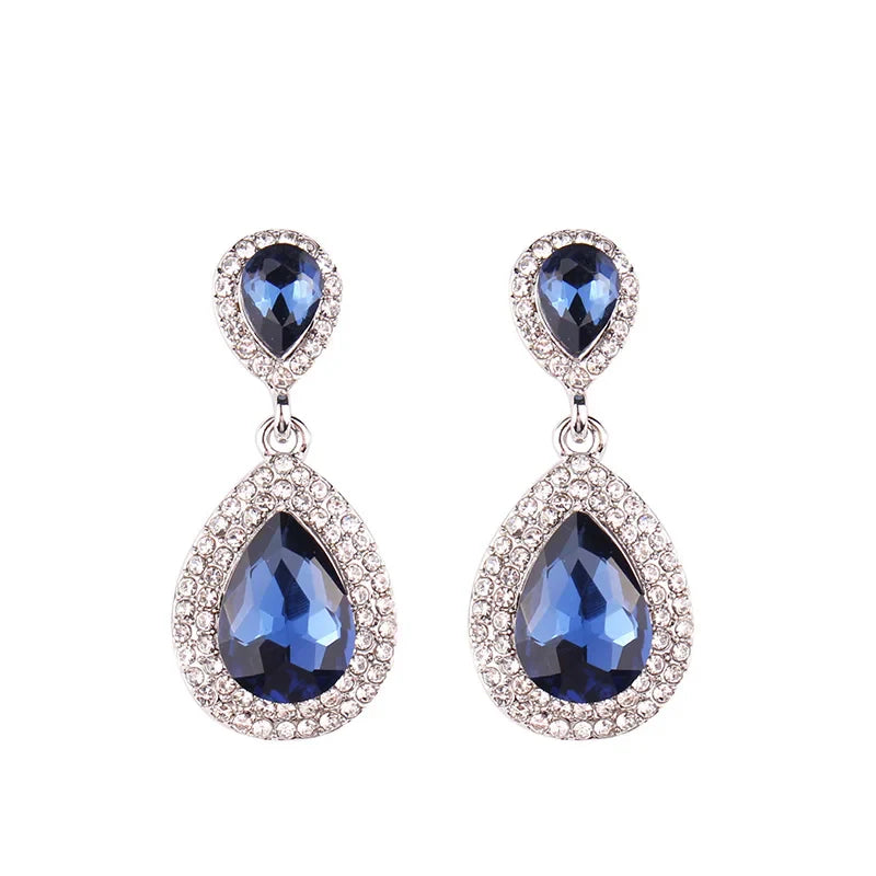 Luxury Water Drop Crystal Stone Inlaid Pendant Drop Earrings Rhinestone Decoration Dangle Earrings Women Party Jewelry