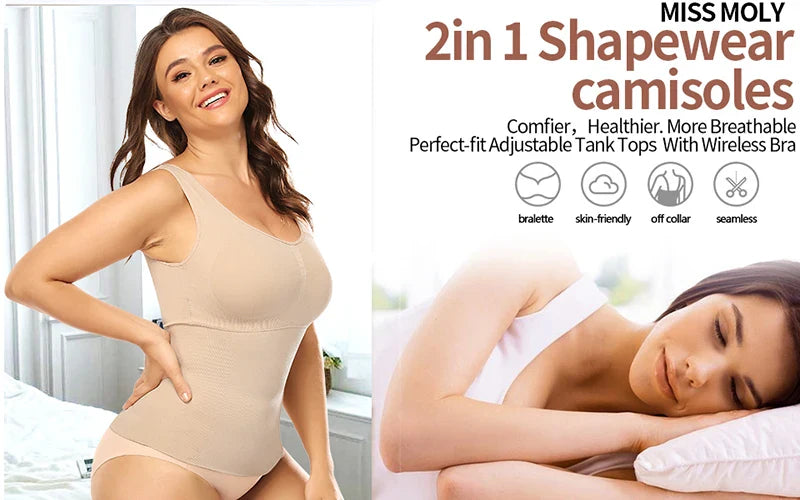 Tank Tops for Women with Built in Bra Shelf Bra Casual Wide Strap Basic Camisole Sleeveless Top Shaper with Removable Bra