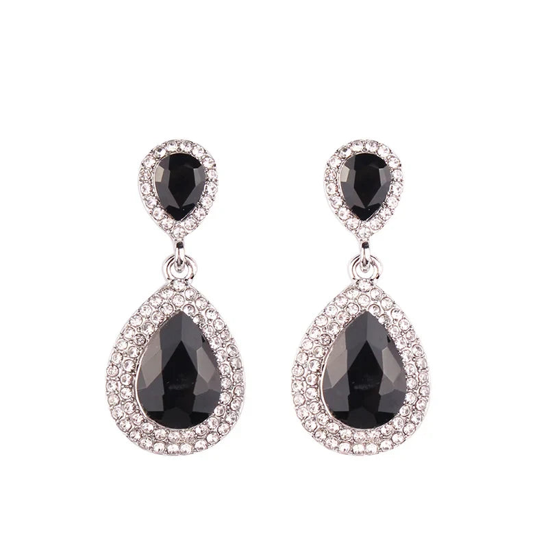 Luxury Water Drop Crystal Stone Inlaid Pendant Drop Earrings Rhinestone Decoration Dangle Earrings Women Party Jewelry
