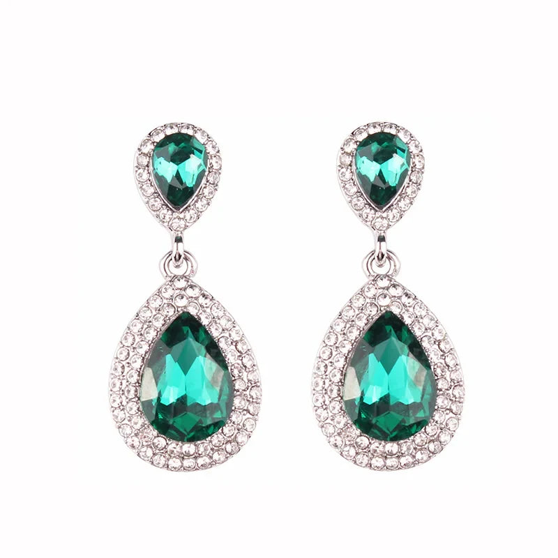Luxury Water Drop Crystal Stone Inlaid Pendant Drop Earrings Rhinestone Decoration Dangle Earrings Women Party Jewelry