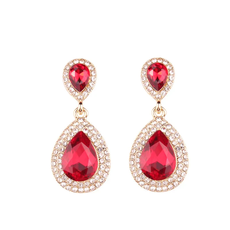 Luxury Water Drop Crystal Stone Inlaid Pendant Drop Earrings Rhinestone Decoration Dangle Earrings Women Party Jewelry