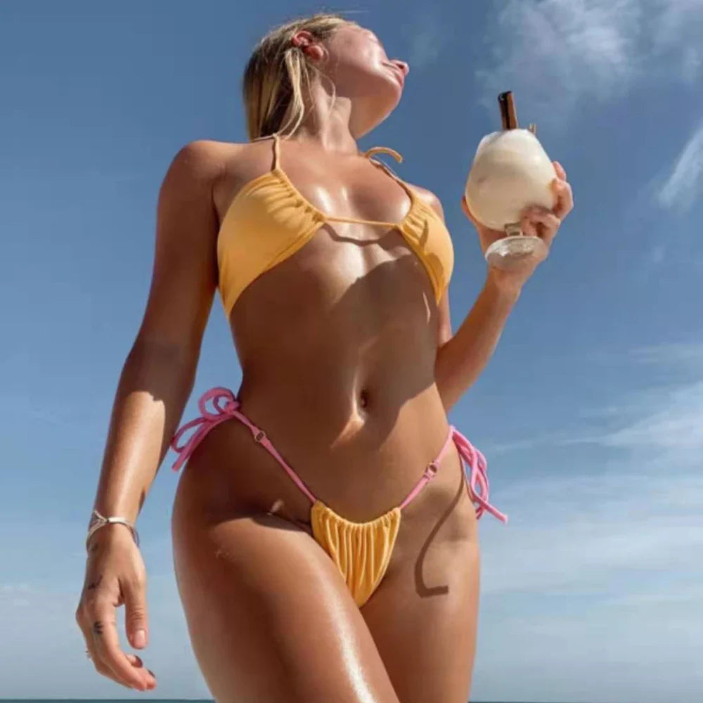 Sexy Bikini Women 2024 Swimsuit Halter Push Up Swimwear Female Brazilian Bathing Suit Summer Beach Wear Swimming Suit Biquini XL