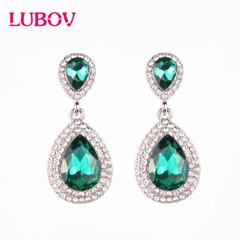 Luxury Water Drop Crystal Stone Inlaid Pendant Drop Earrings Rhinestone Decoration Dangle Earrings Women Party Jewelry