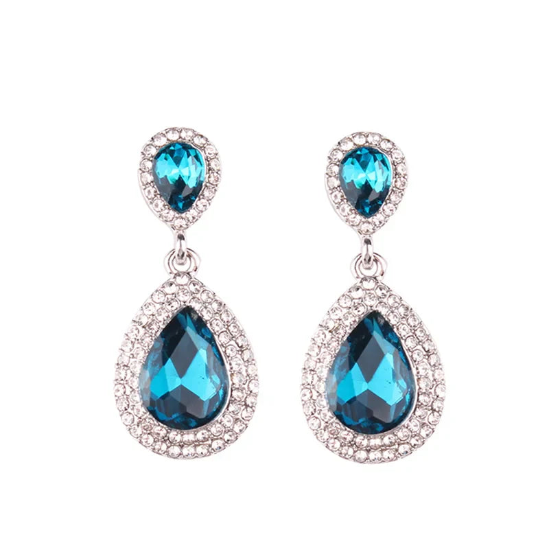 Luxury Water Drop Crystal Stone Inlaid Pendant Drop Earrings Rhinestone Decoration Dangle Earrings Women Party Jewelry