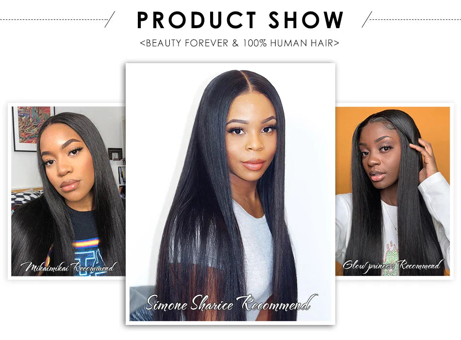 Beautyforever Glueless Straight Human Hair Wig Preplucked 13x4 Lace Front Human Hair Wig Brazilian 5x5 HD Lace Wig