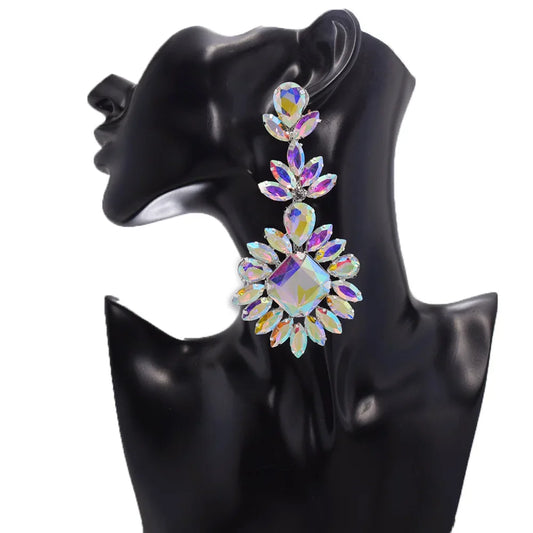CUIER Luxury Crystal Long Drop Earrings Women Fashion Statement Earrings Wedding Party Gifts Accessory rhinestones Jewelry