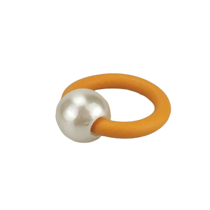 UKEBAY NEW Pearl Rings For Women Ring Finger Multicolor Rope Rubber Jewelry Handmade Pearl Jewellery Round Ring Elasticity Chain