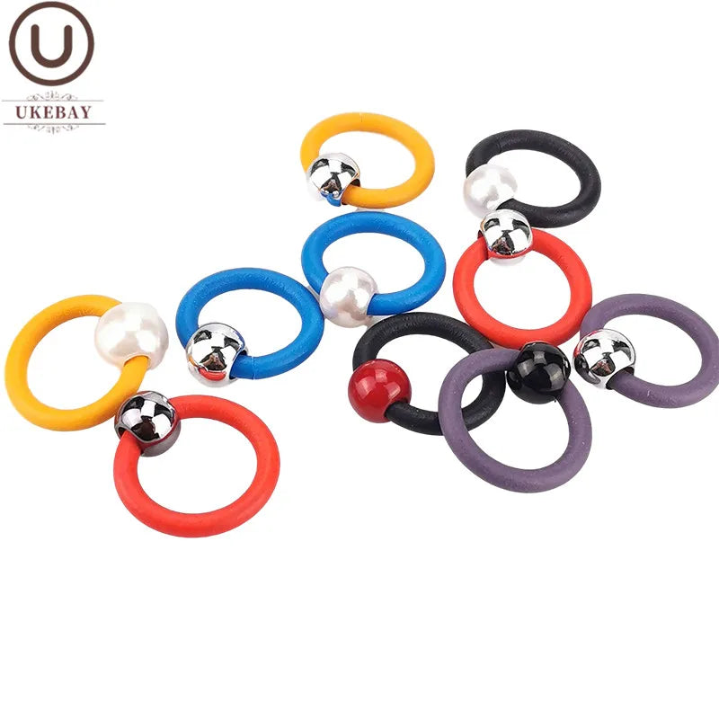 UKEBAY NEW Pearl Rings For Women Ring Finger Multicolor Rope Rubber Jewelry Handmade Pearl Jewellery Round Ring Elasticity Chain