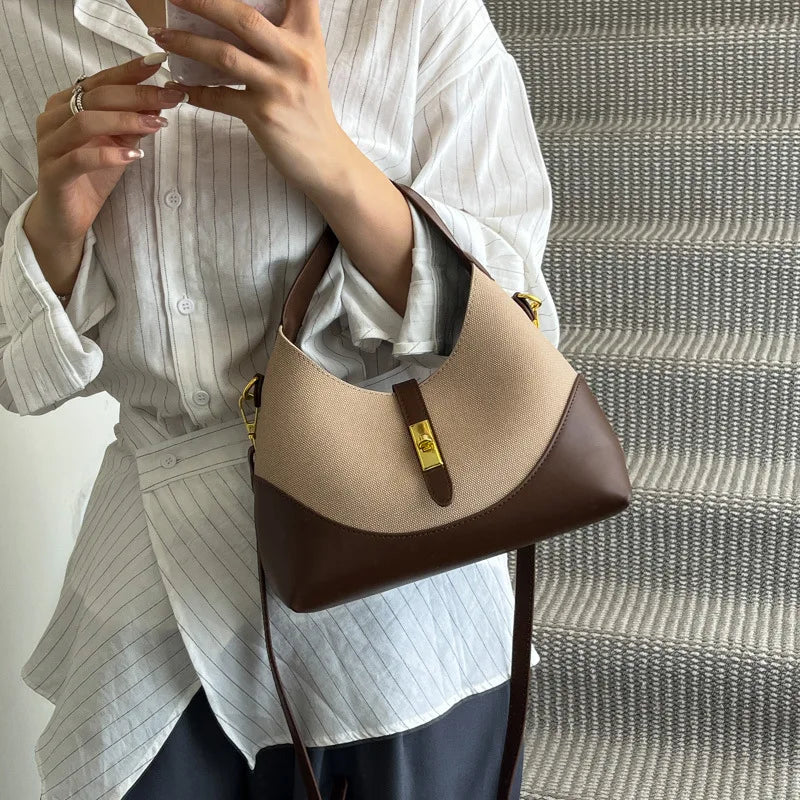 2025 Colorblock Baguette Bag for Women - Boho Vegan Crossbody, Adjustable Shoulder Clutch & Minimalist Commuter Chic