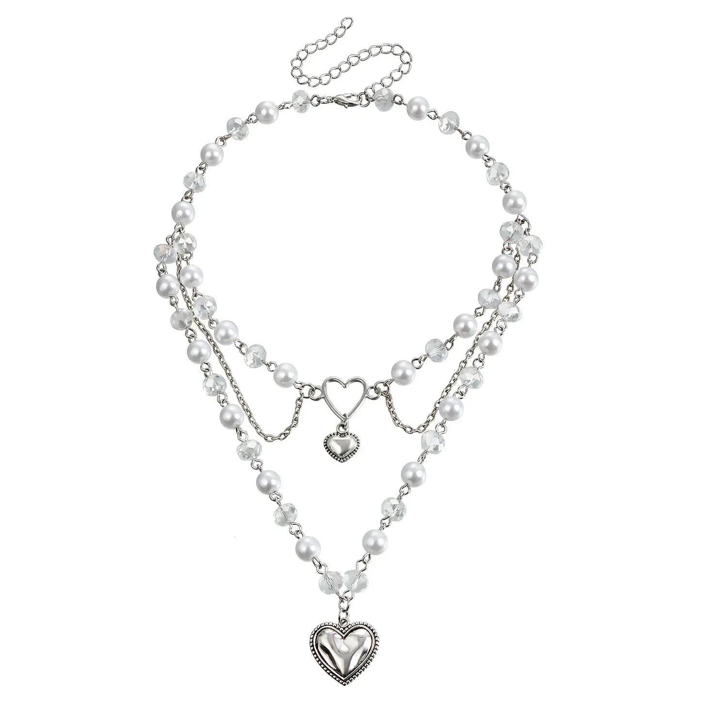Layered Necklaces Heart Pendant Chain Jewellery Women Y2k Choker Glass Neck Collier Colar Feminino Cadenas Para Mujer for Girls