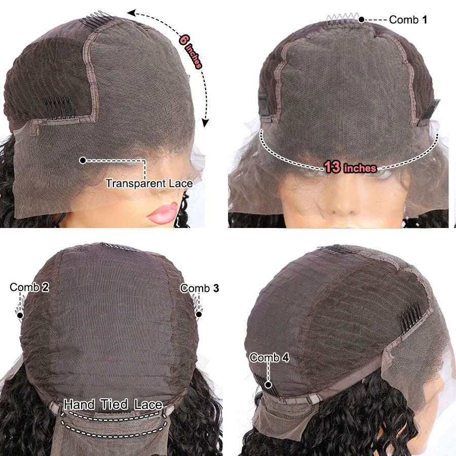 Curly Baby Hair Wig 13x6 HD Transparent Lace Front Wig Natural Hairline Lace Frontal Human Hair Wig Pre Plucked Glueless Wigs