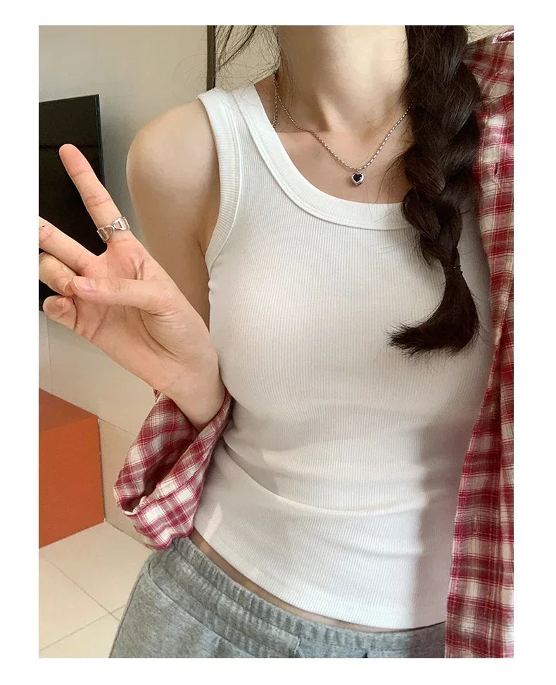 Tank Soft Top For Women Summer 2025 Outfits Tight And Sexy Tank Top Knitted Bottom Shirt And Sleeveless Top For Outerwear