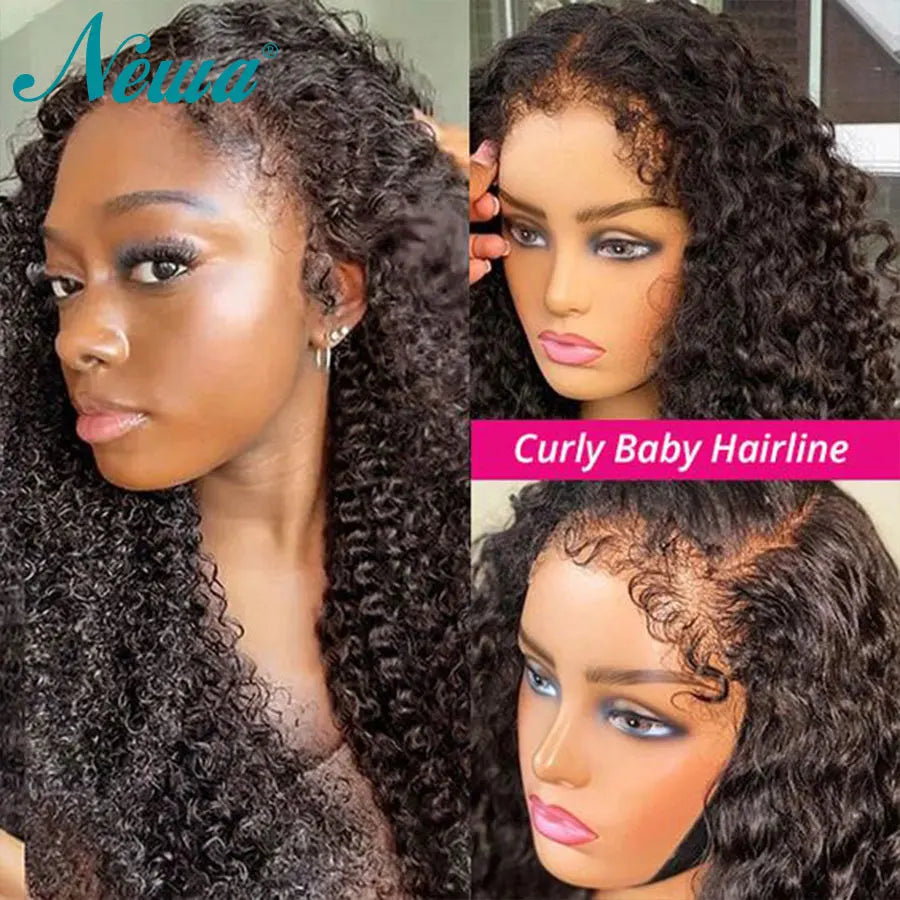 Curly Baby Hair Wig 13x6 HD Transparent Lace Front Wig Natural Hairline Lace Frontal Human Hair Wig Pre Plucked Glueless Wigs