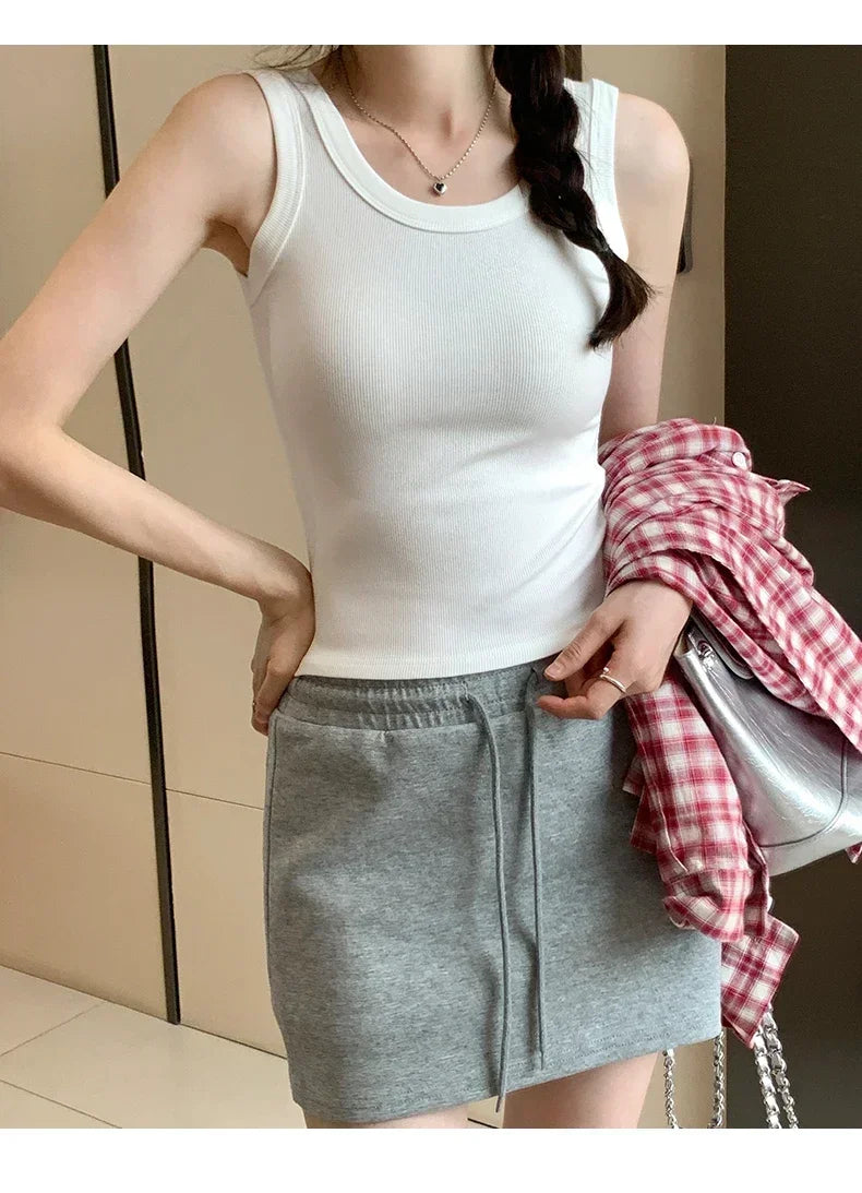 Tank Soft Top For Women Summer 2025 Outfits Tight And Sexy Tank Top Knitted Bottom Shirt And Sleeveless Top For Outerwear