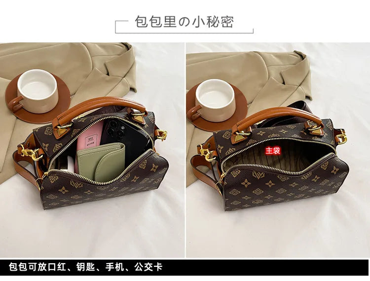 2025 New Boston Bag for Women Fashion Printed Pillow Bag Wide Strap Shoulder Crossbody Bag Casual Work