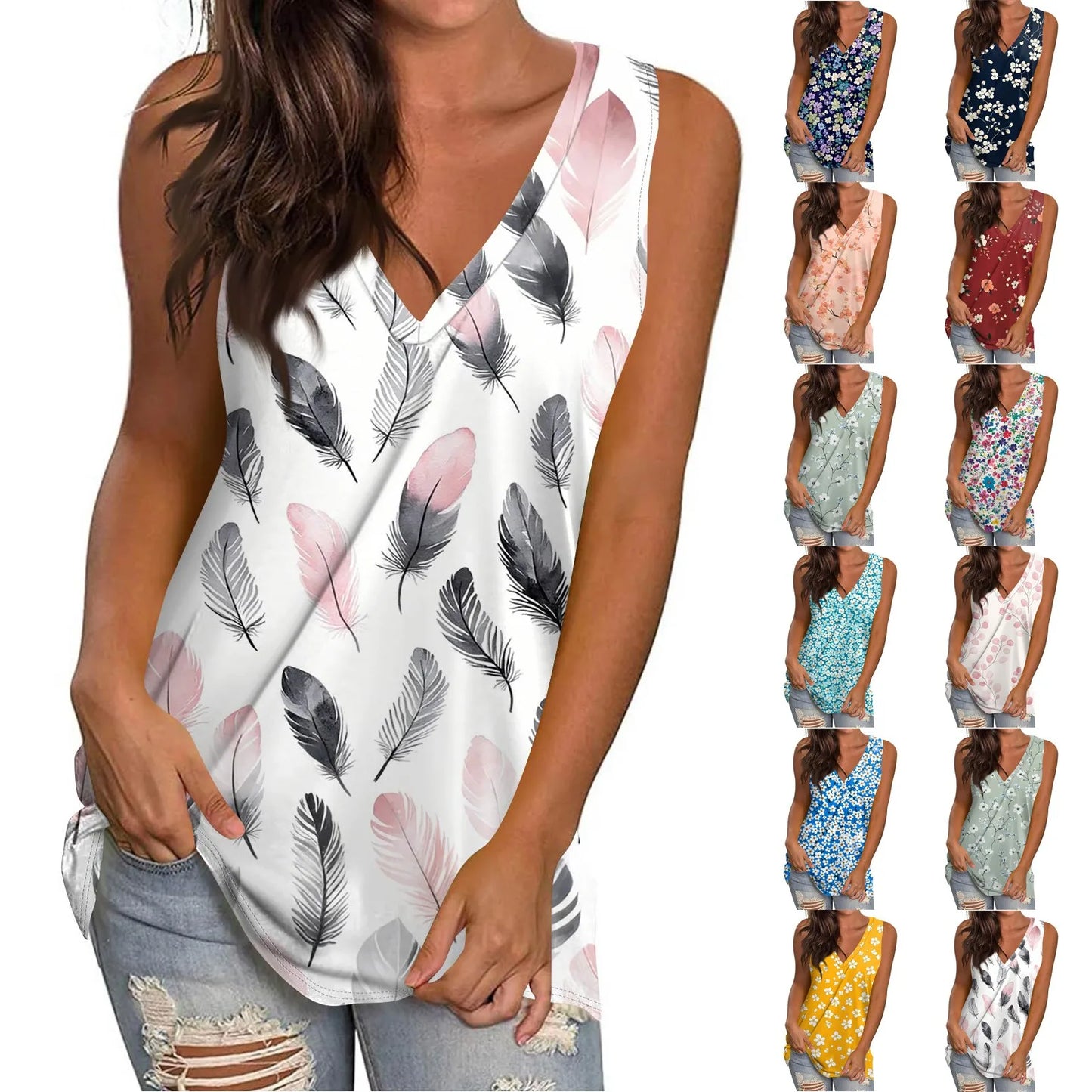 Tank Tops for Women 2025 Summer Sleeveless V Neck Blouses Plus Size Cotton Shirts Casual Vest Tops Beach Clothes Womens Pullover