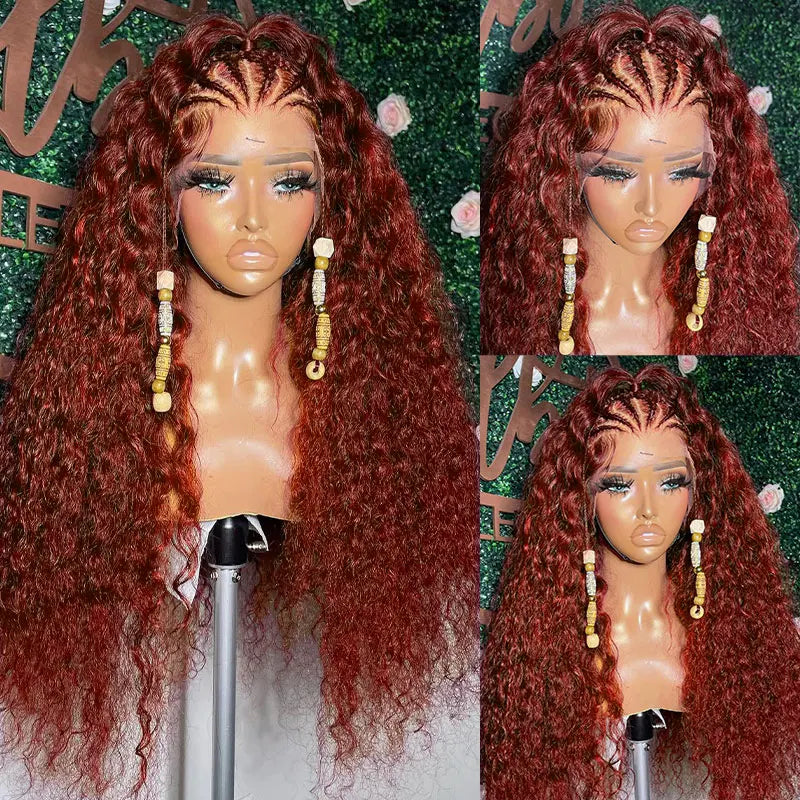 Loose Deep Wave 13x4 Hd Lace Frontal Reddish Brown Human Hair Curly Wigs Water Wave Brazilian Brown Colored Wigs For Women