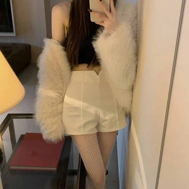 Mini Cute Women's Shorts Short Pants for Woman To Wear Skinny Sexy Knit Tight Kawaii Booty White Y2k Harajuku Outdoor Low Price