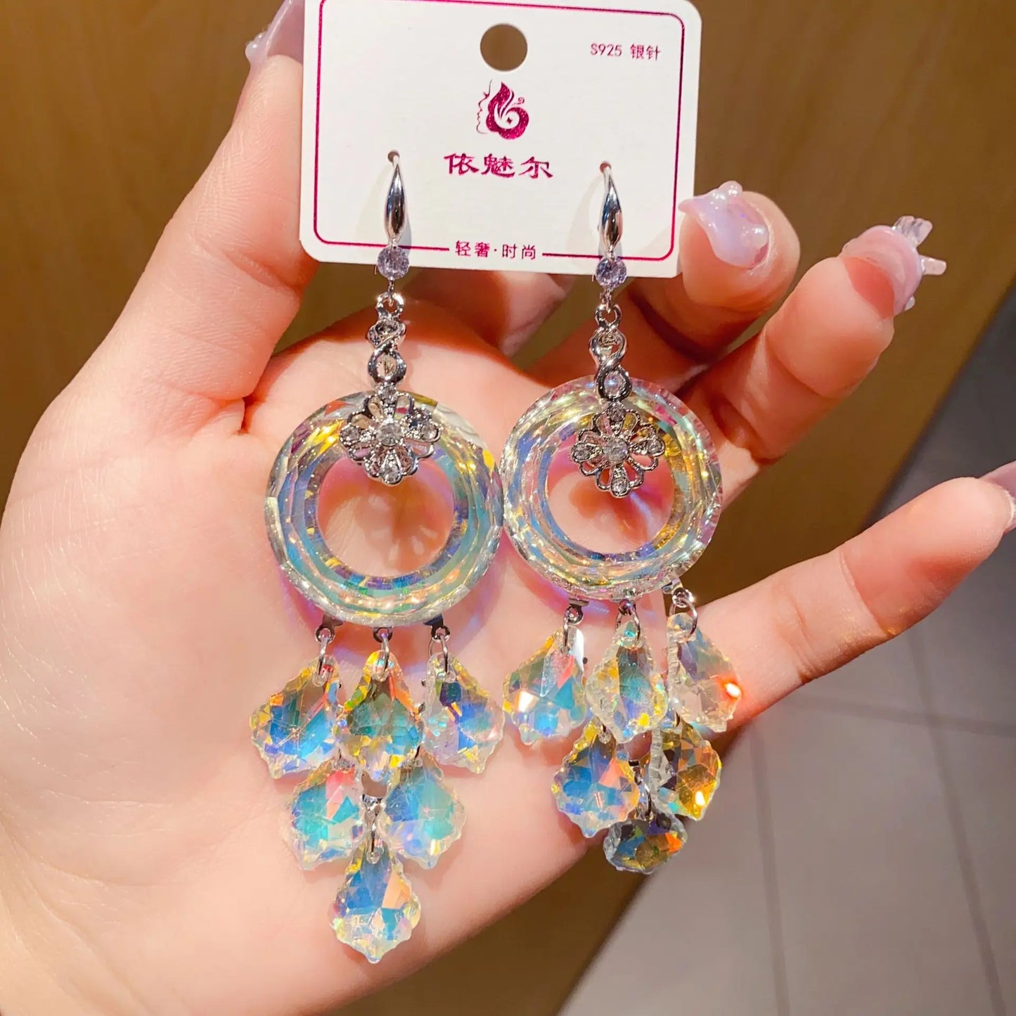 Luxury Crystal Earrings for Women Charming Artifical Crystal Dangling Earrings Wedding Party Jewelry