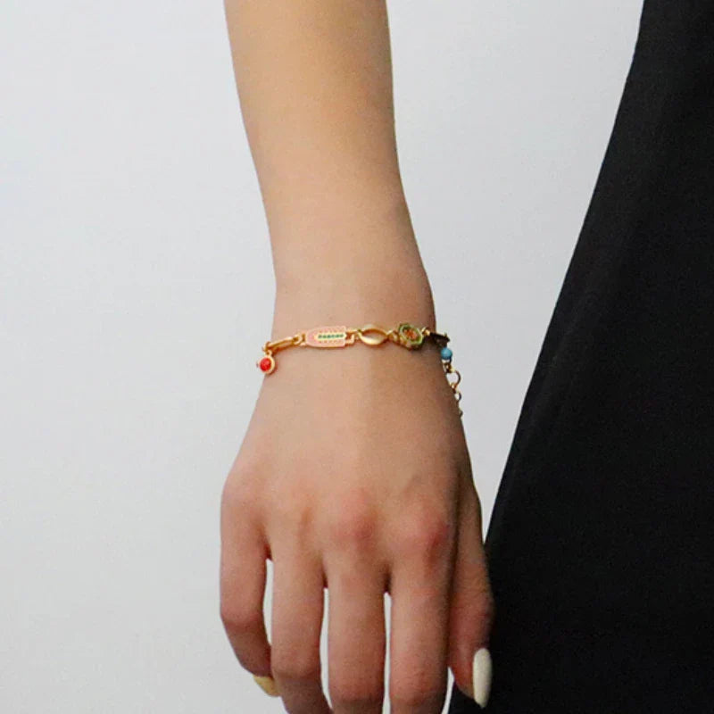 Modern Jewelry Elegant Temperament Multiple Colorful Enamle Chain Bracelets For Women Female Gifts Sweet Accessories Hot Sale