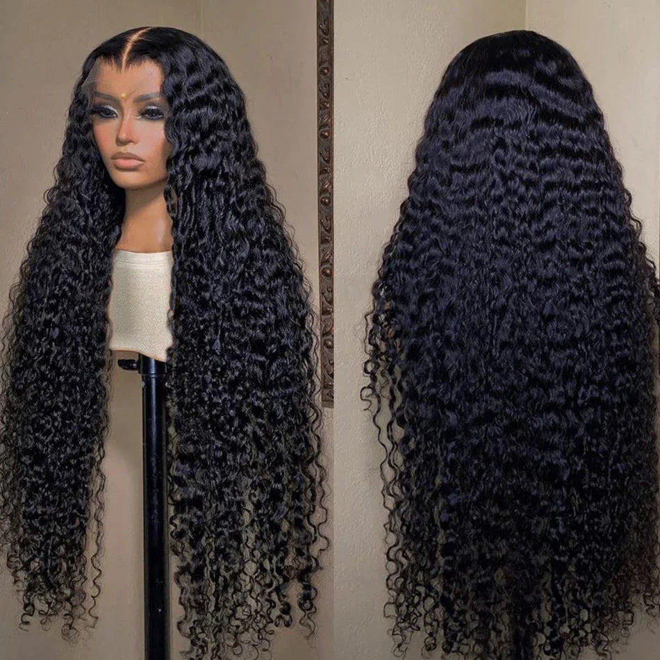 250% High Density 30 40Inch 13x6 13x4 HD Lace Frontal Human Hair Wig Brazilian Raw Curly Wigs For Women Loose Deep Wave