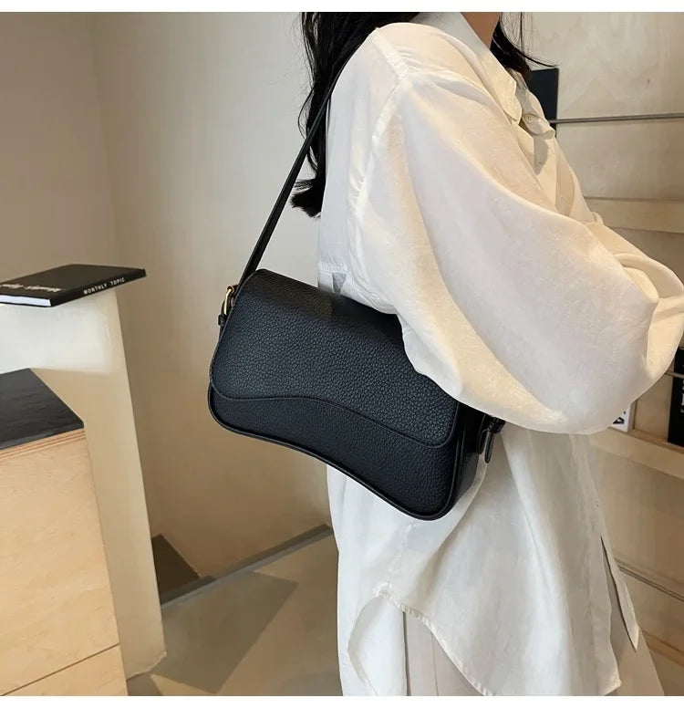 Bag Women 2025 Fashion Texture Lychee Pattern Small Square Bag Simple Commuter Versatile Single Shoulder Crossbody Bag
