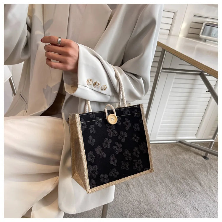 2025 Linen Bags Handbag for Women Shopper Tote Bag Fashion Designer Bag Convenient Large-capacity for Travel Grocery Bag
