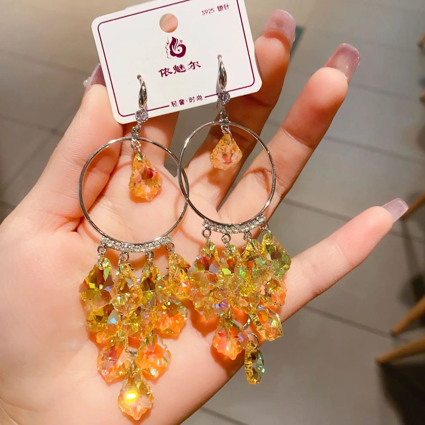 Luxury Crystal Earrings for Women Charming Artifical Crystal Dangling Earrings Wedding Party Jewelry
