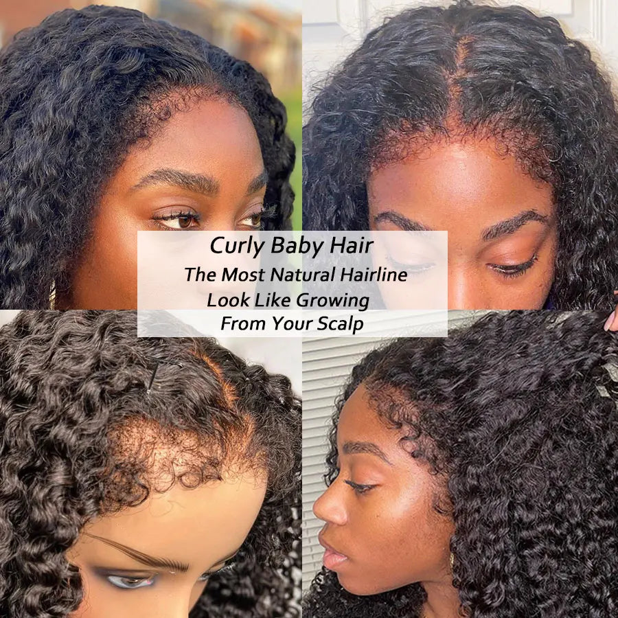 Curly Baby Hair Wig 13x6 HD Transparent Lace Front Wig Natural Hairline Lace Frontal Human Hair Wig Pre Plucked Glueless Wigs