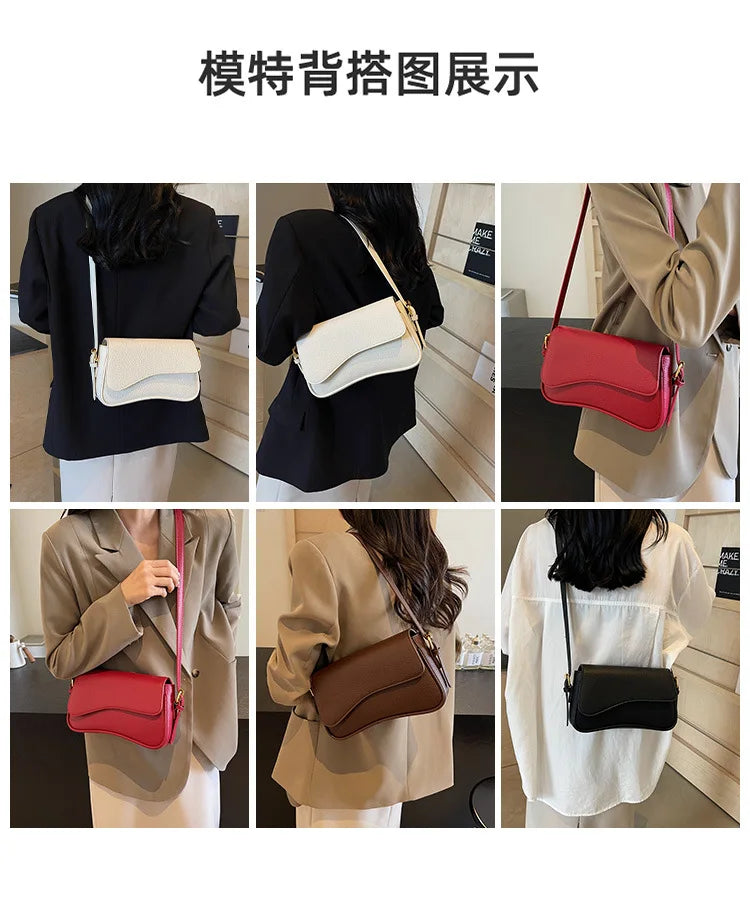 Bag Women 2025 Fashion Texture Lychee Pattern Small Square Bag Simple Commuter Versatile Single Shoulder Crossbody Bag