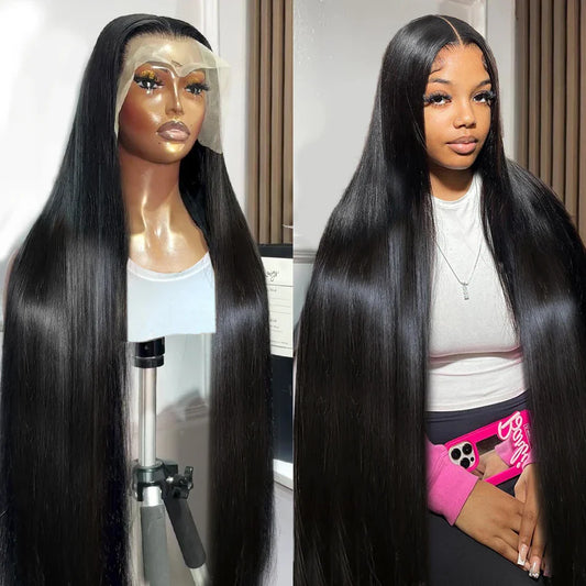 30 36 Inch Bone Straight 13x4 13x6 Hd Transparent Lace Front Human Hair Wigs Brazilian 200 Density Ready to Go Human Frontal Wig