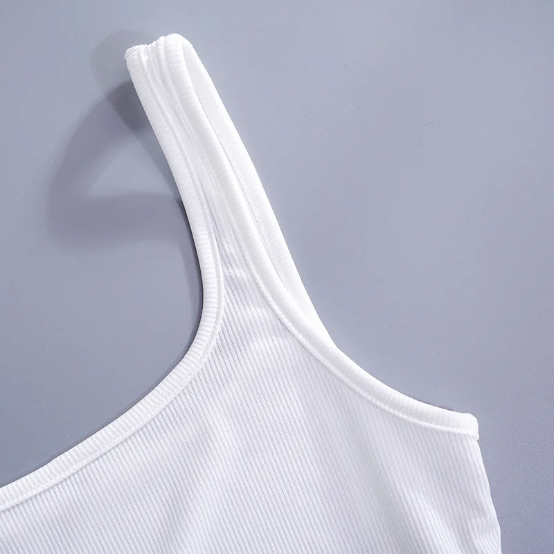 Solid White Tank Top Women Summer Clothes Square Collar Bottom Corset Sleeveless Y2k Accessories Cute Ropa De Mujer Streetwear