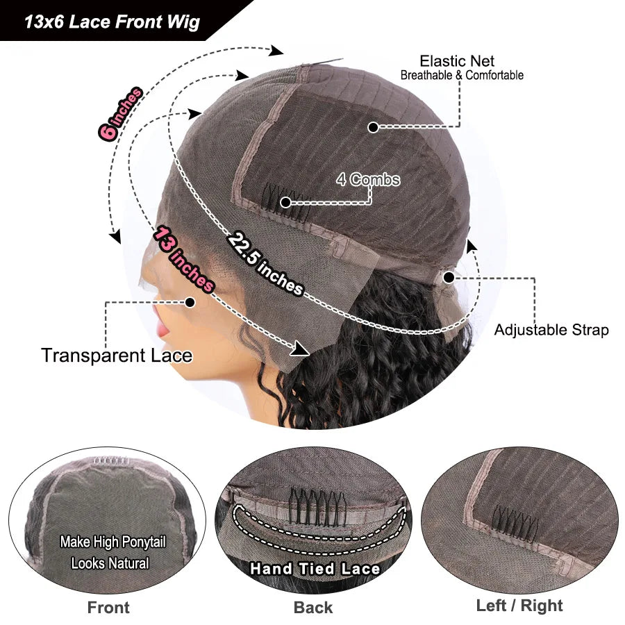 Curly Baby Hair Wig 13x6 HD Transparent Lace Front Wig Natural Hairline Lace Frontal Human Hair Wig Pre Plucked Glueless Wigs