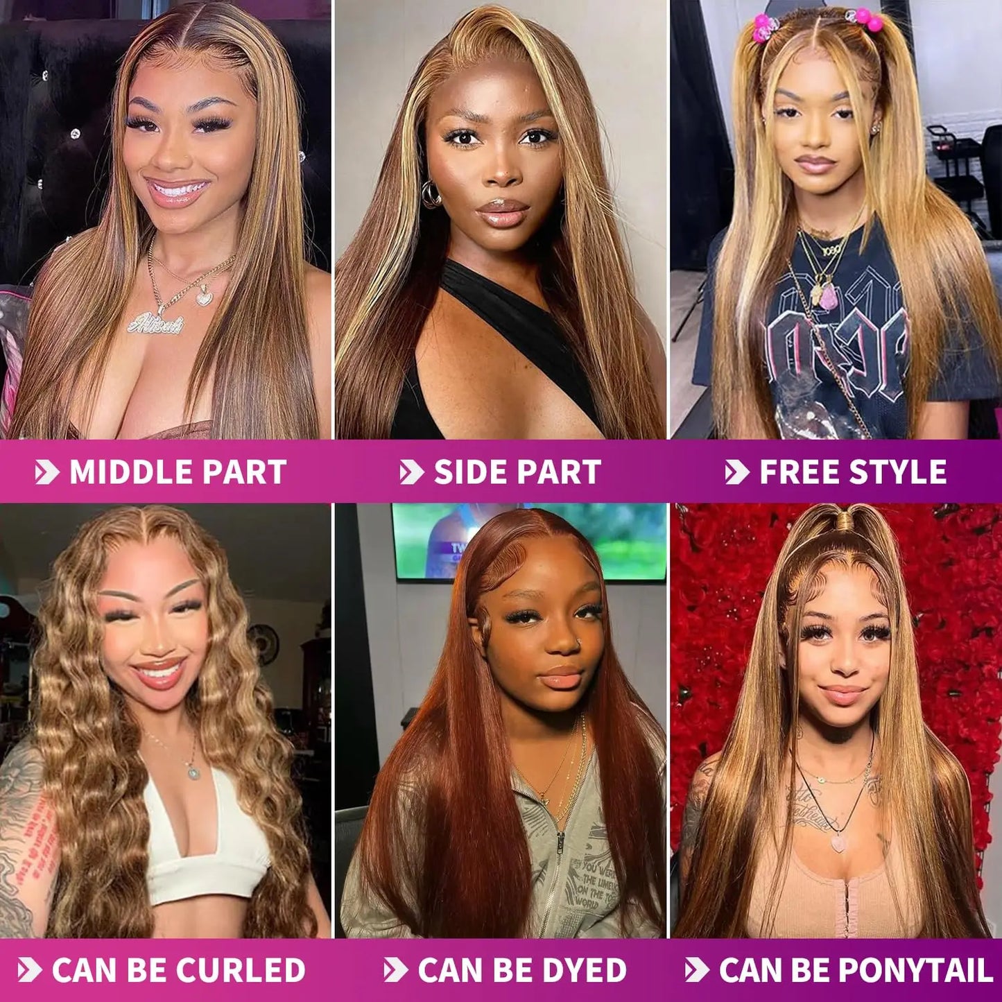 Highlight Wig Human Hair Bone Straight Blond Ombre 13x4 HD Lace Wig Colored Human Hair Frontal Wig Brazilian Wigs 200 Density