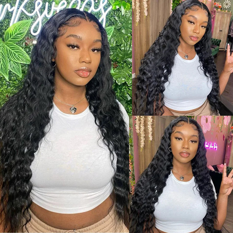Loose Deep Wave Wig 13x6 Lace Frontal Wig 5x5 HD Lace Closure Human Hair Wigs Brazilian Pre Plucked Deep Curly Front Wig Women