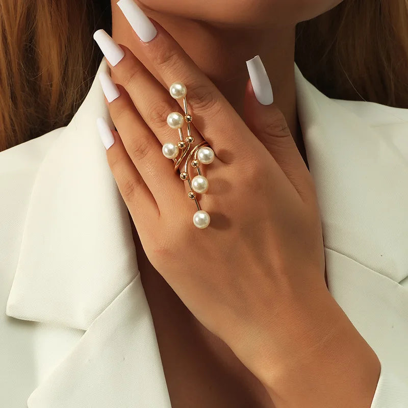 Fine Pearl Thin Ring For Women Minimalist Basic Style Fashion Jewelry Gold Color Knuckle Ring Ladies Beach Party Ring Gifts BFF