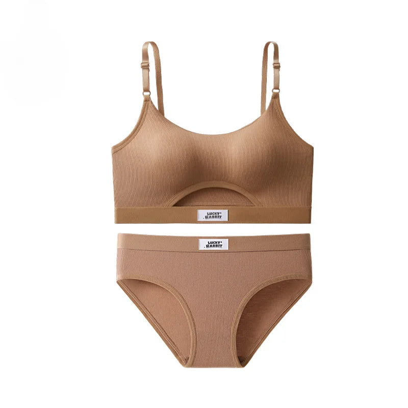 Womens Bikini Set Bra Low Waist Panties Solid Seamless Bralette Sexy Lingeries Suit Sport Brassiere Female Underwear Set