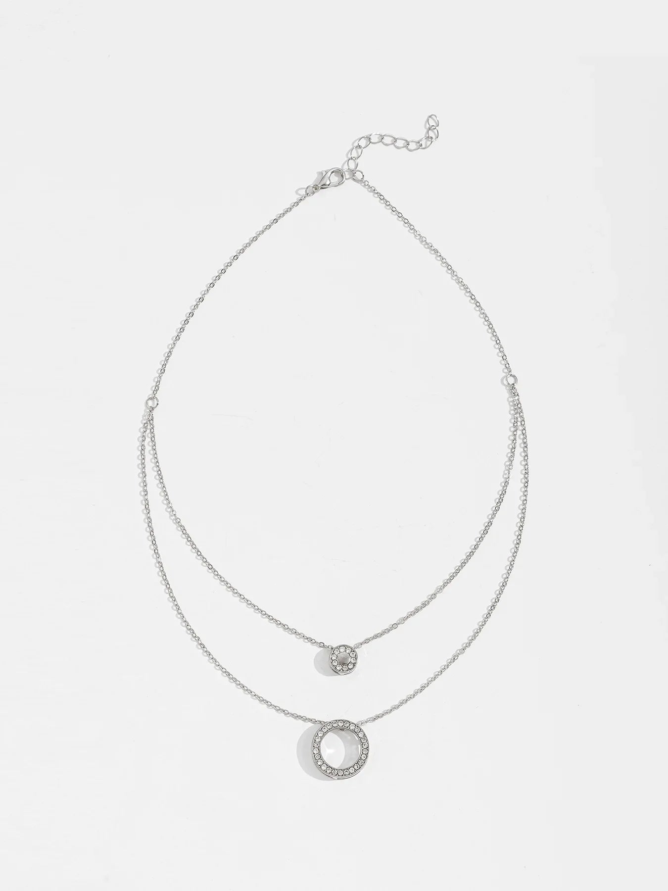 Delicate Layered Necklace Set with Sparkling Round Pendant Dainty Collarbone Chains for Women Minimalist Style