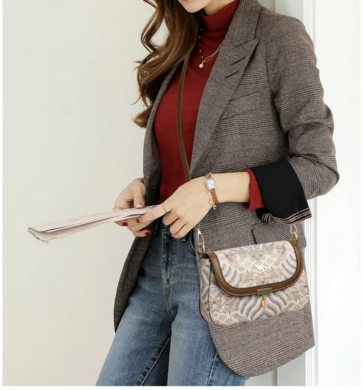 Bags for Women 2025 New Crossbody Bag Women's Bag Printed Fashion Middle-Aged Mother Bag Versatile Shoulder Bag Commuter Bag