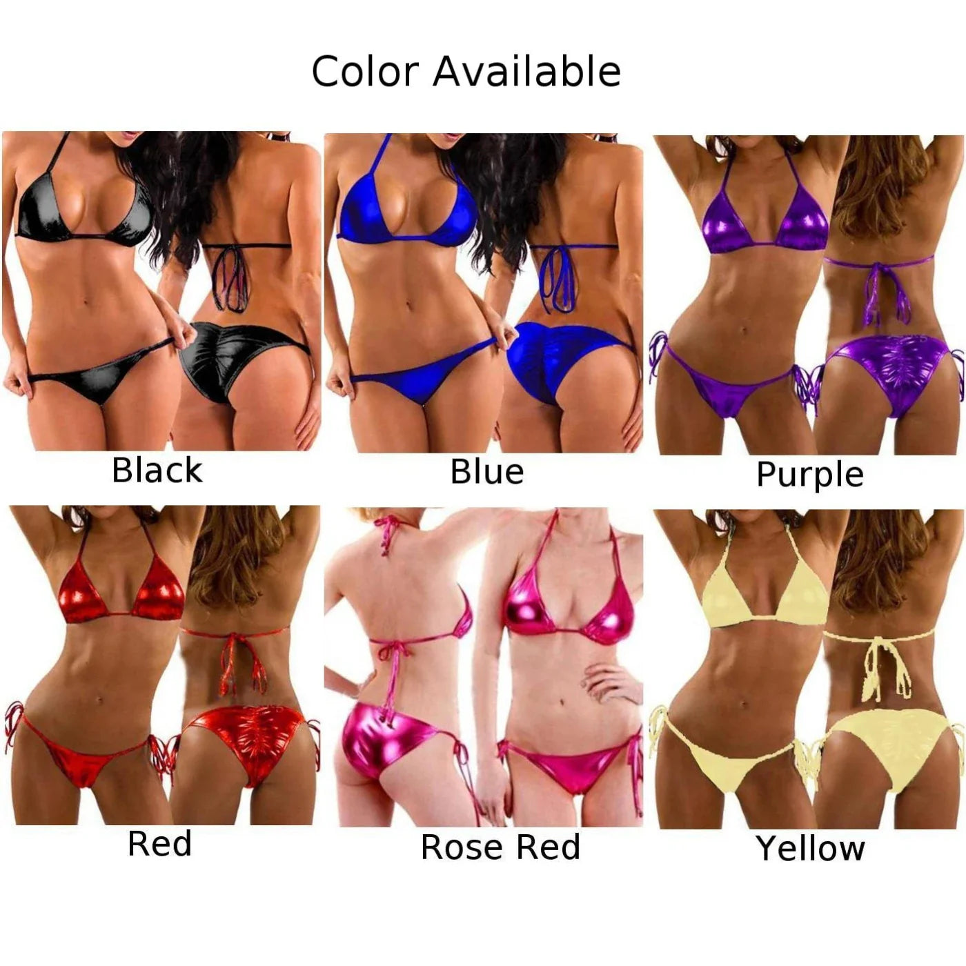 Sexy Women Beach Bikini 2 Pcs Set Halter Bra Bandage Briefs Summer Swimsuits Elastic Breathable Underwear Low Rise Lingerie