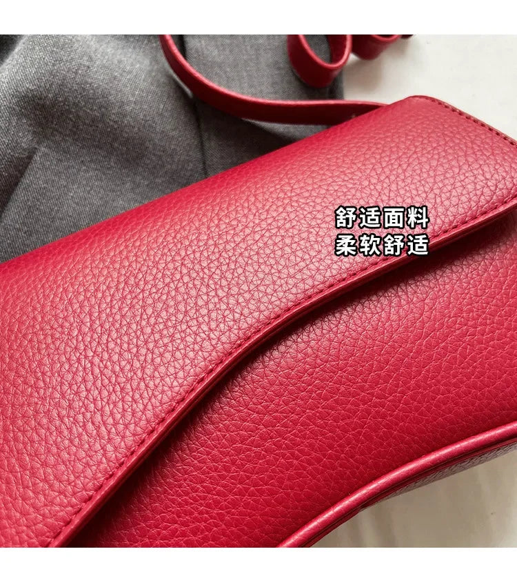 Bag Women 2025 Fashion Texture Lychee Pattern Small Square Bag Simple Commuter Versatile Single Shoulder Crossbody Bag