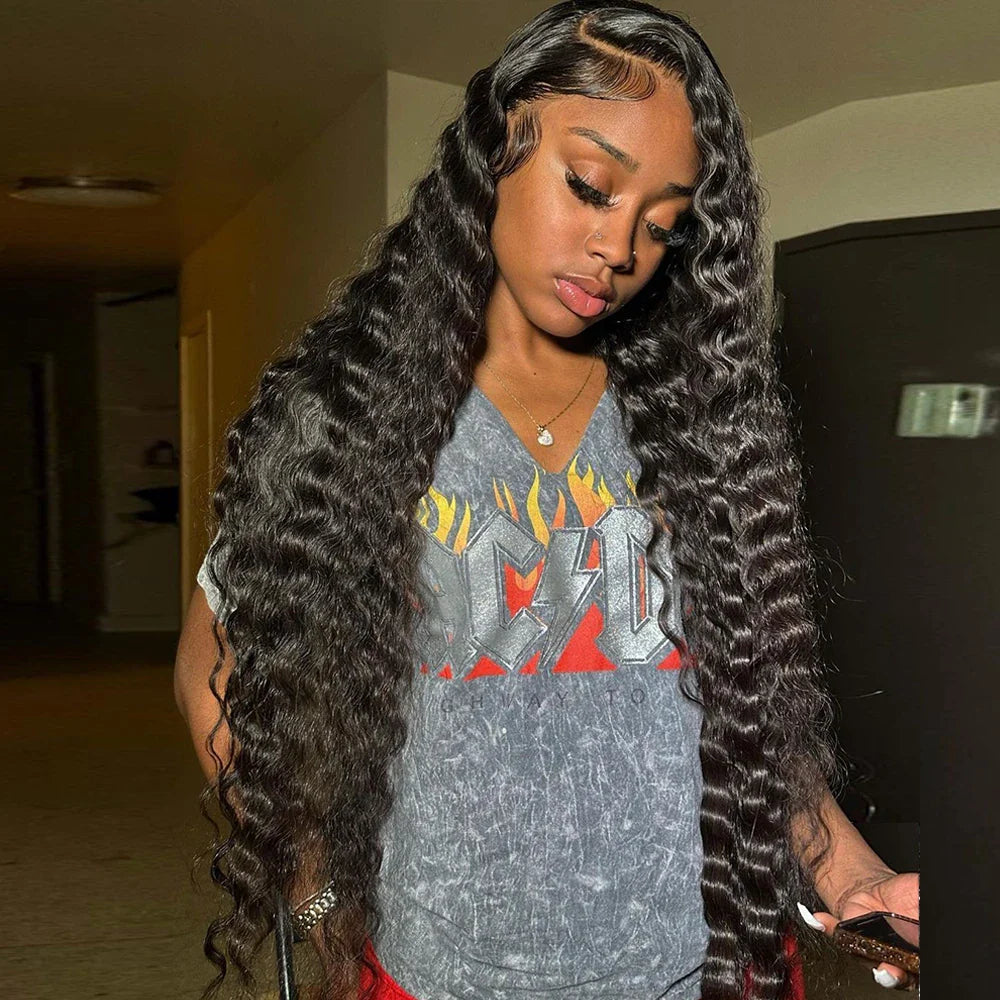 13x4 Curly Lace Front Human Hair Wigs 13x6 Hd Deep Wave Lace Frontal Wig 30 40 Inch 360 Brazilian Pre Plucked Lace Wig For Women