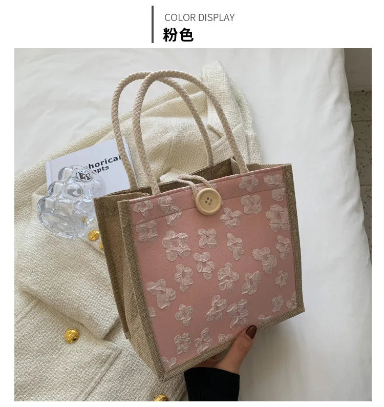 2025 Linen Bags Handbag for Women Shopper Tote Bag Fashion Designer Bag Convenient Large-capacity for Travel Grocery Bag
